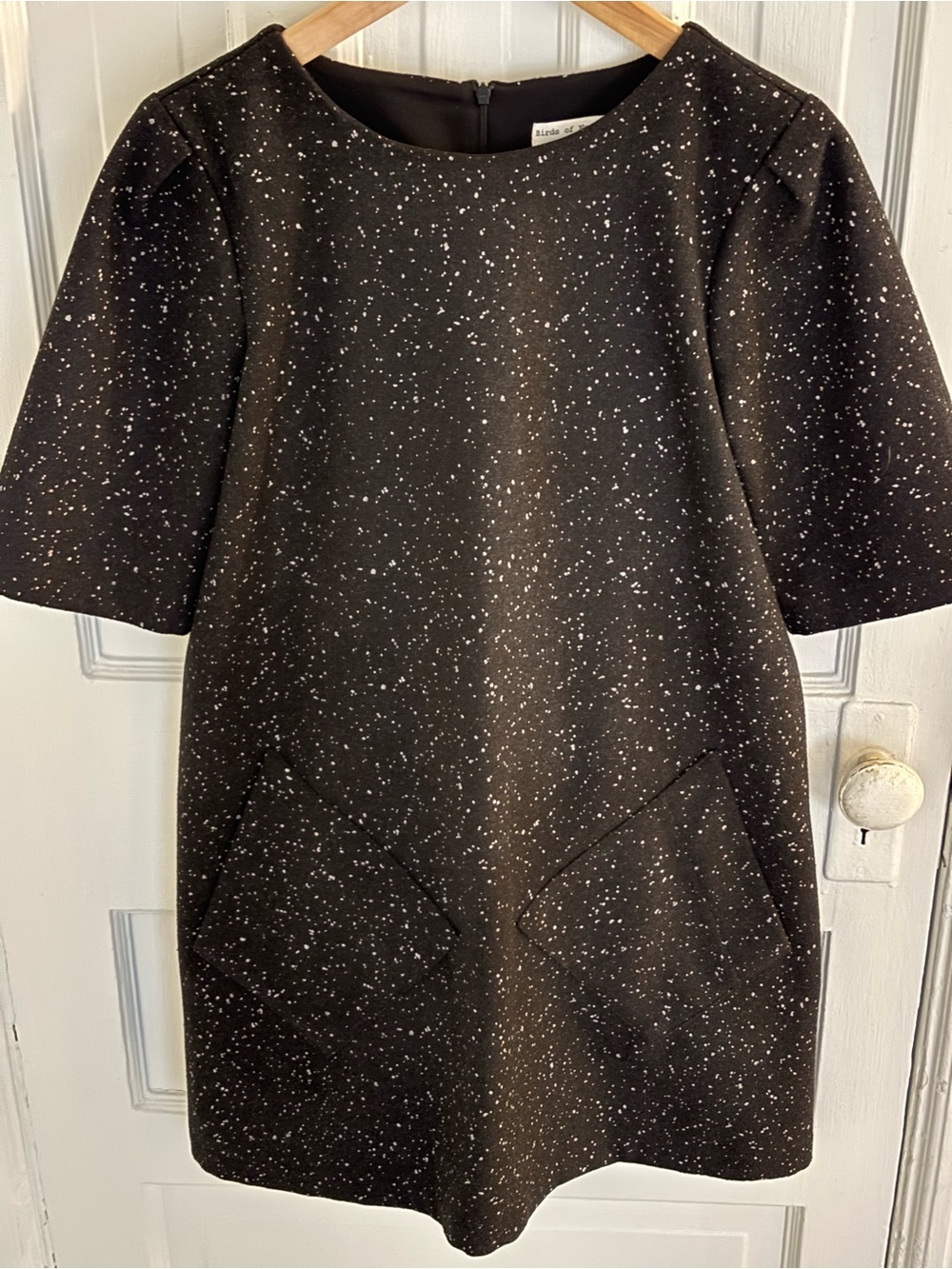 Birds of North America Charcoal Speckled Mini Dress w/Front Pockets. Never worn.